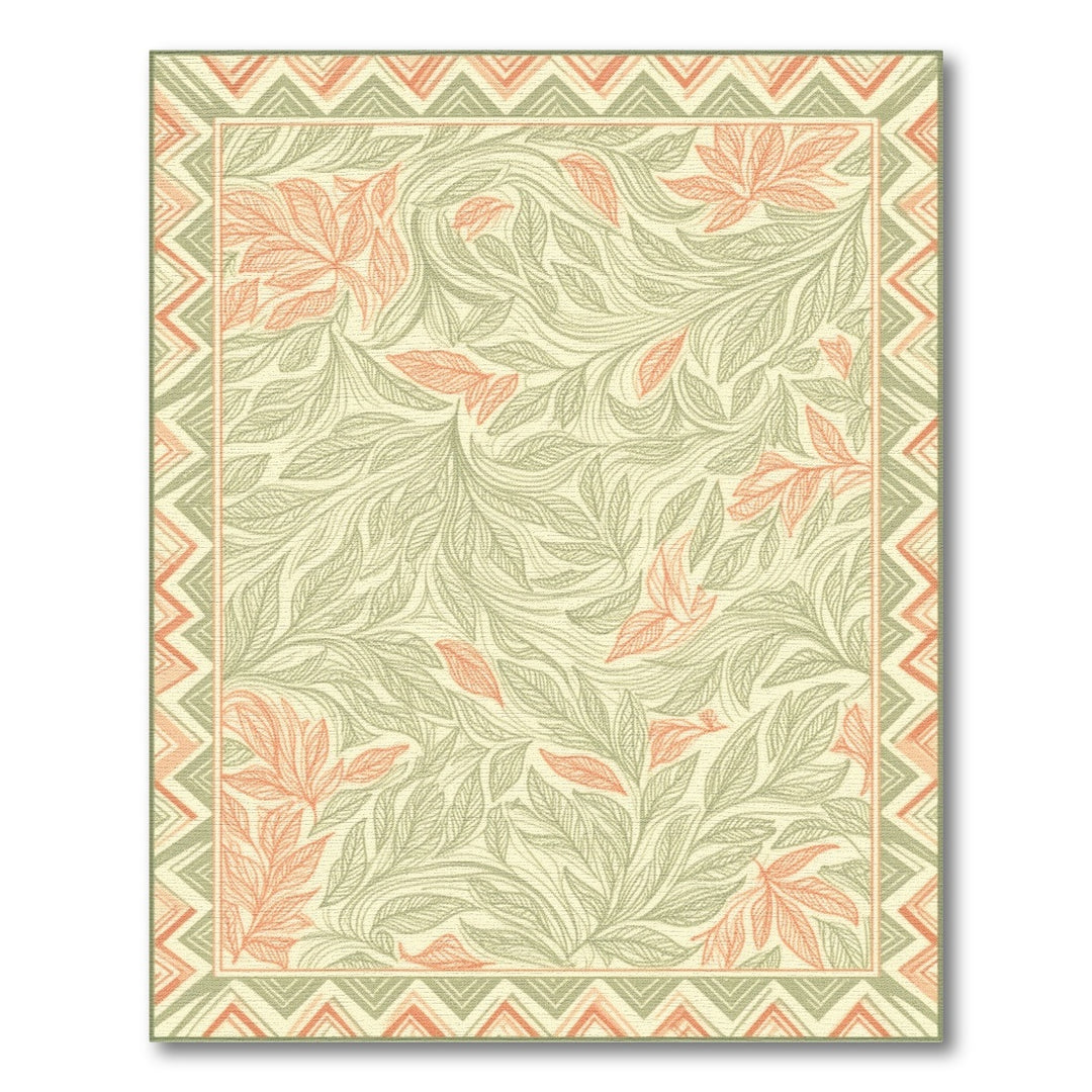 Green Floral Vintage Area Rug