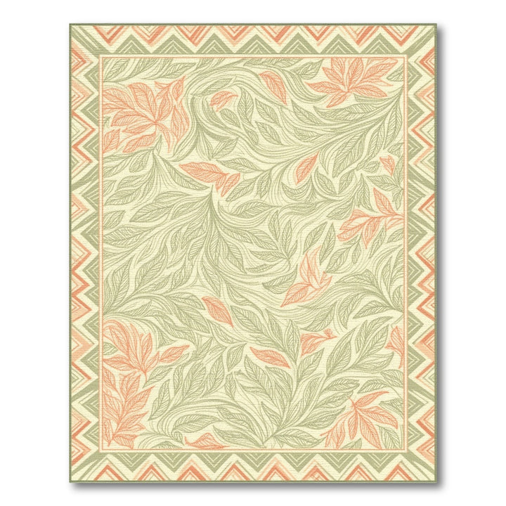 Green Floral Vintage Area Rug