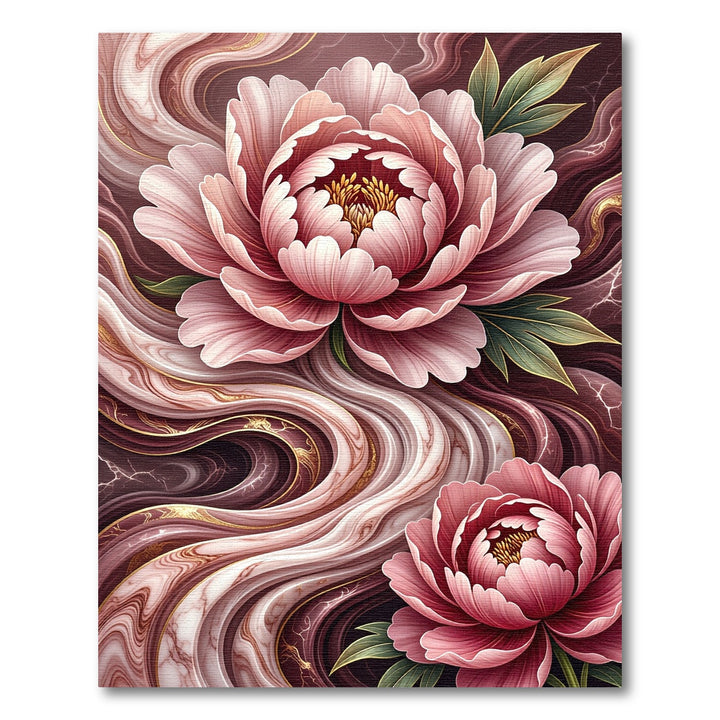 Pink Peony Marble Vein Swirl Rug