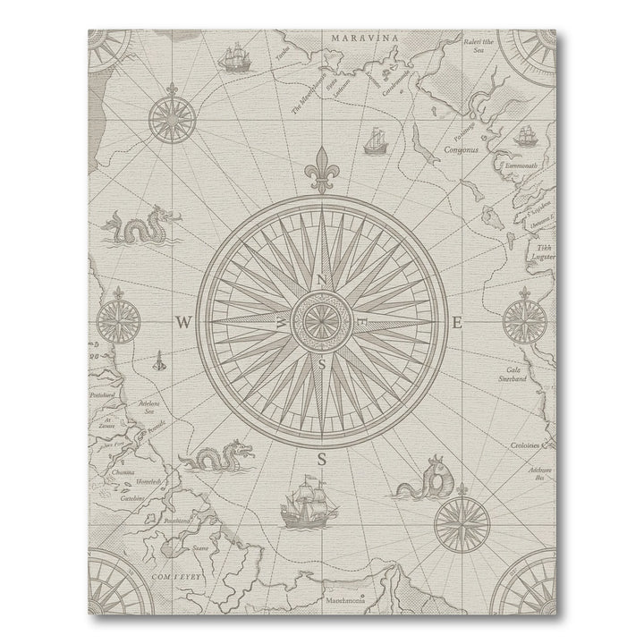 Nautical World Map Compass Roses Rug