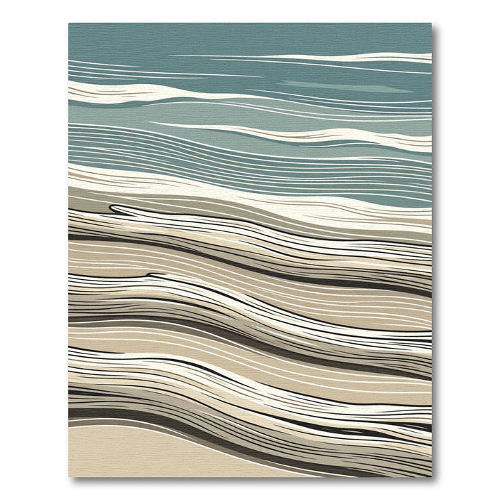 Abstract Blue and Beige Wave Rug