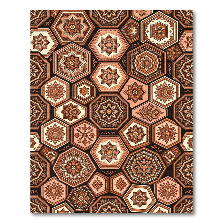 Geometric Terracotta Floral Octagon Rug