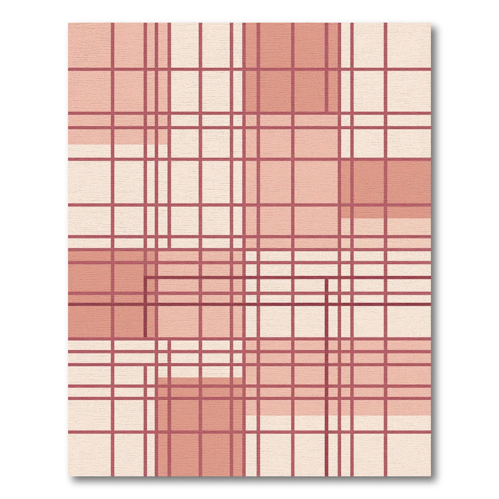 Plaid Rose Geometric Grid Rug