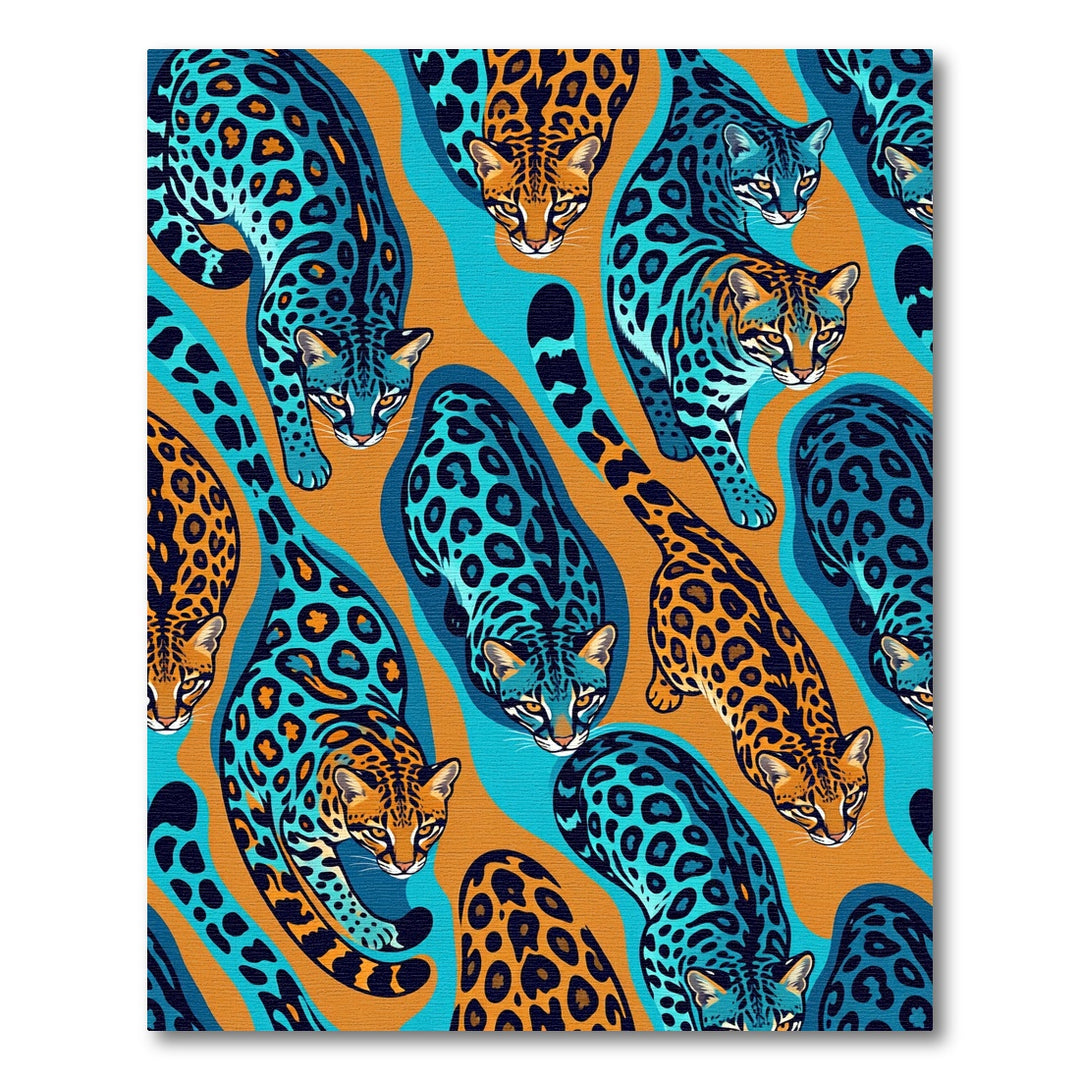 Vibrant Blue Jaguar Animal Artistry Rug