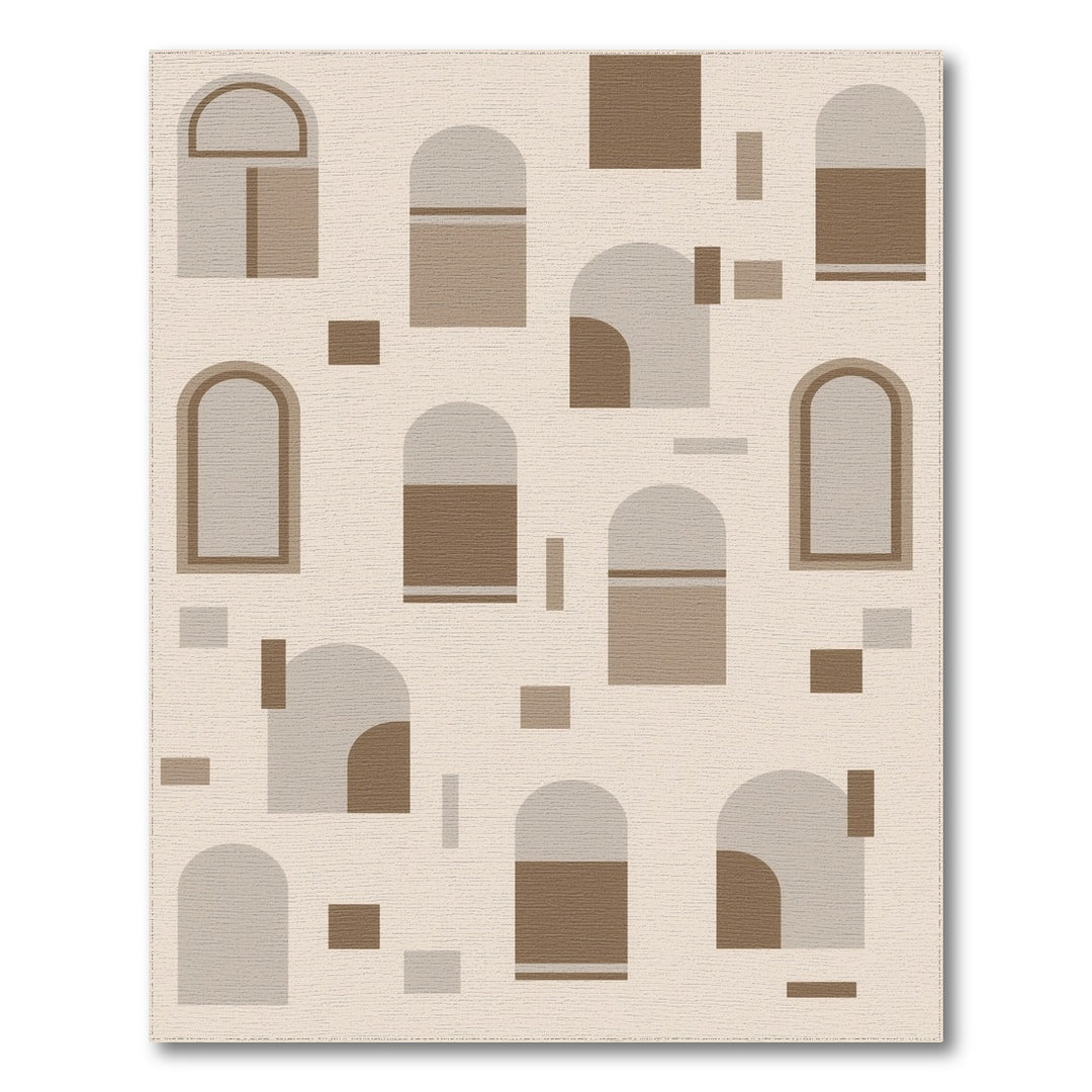 Beige and Neutral Beige Arch Geometric Area Rug