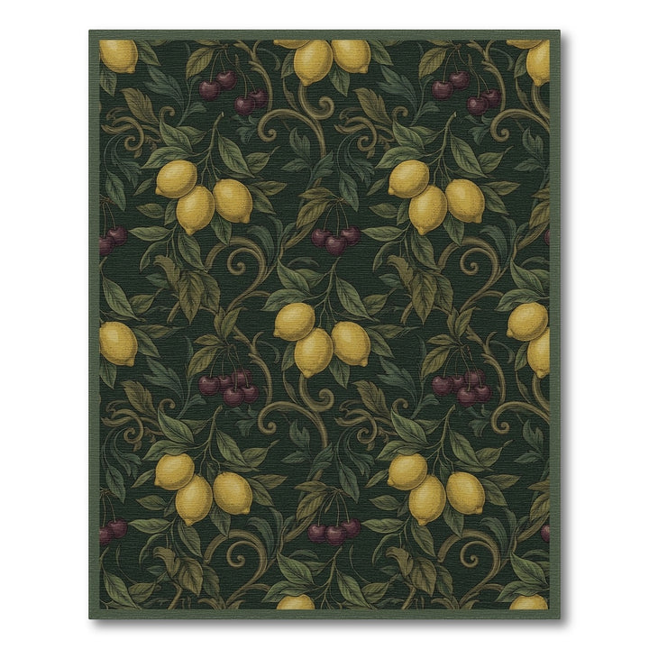 Dark Emerald Lemon Cherry Vine Rug