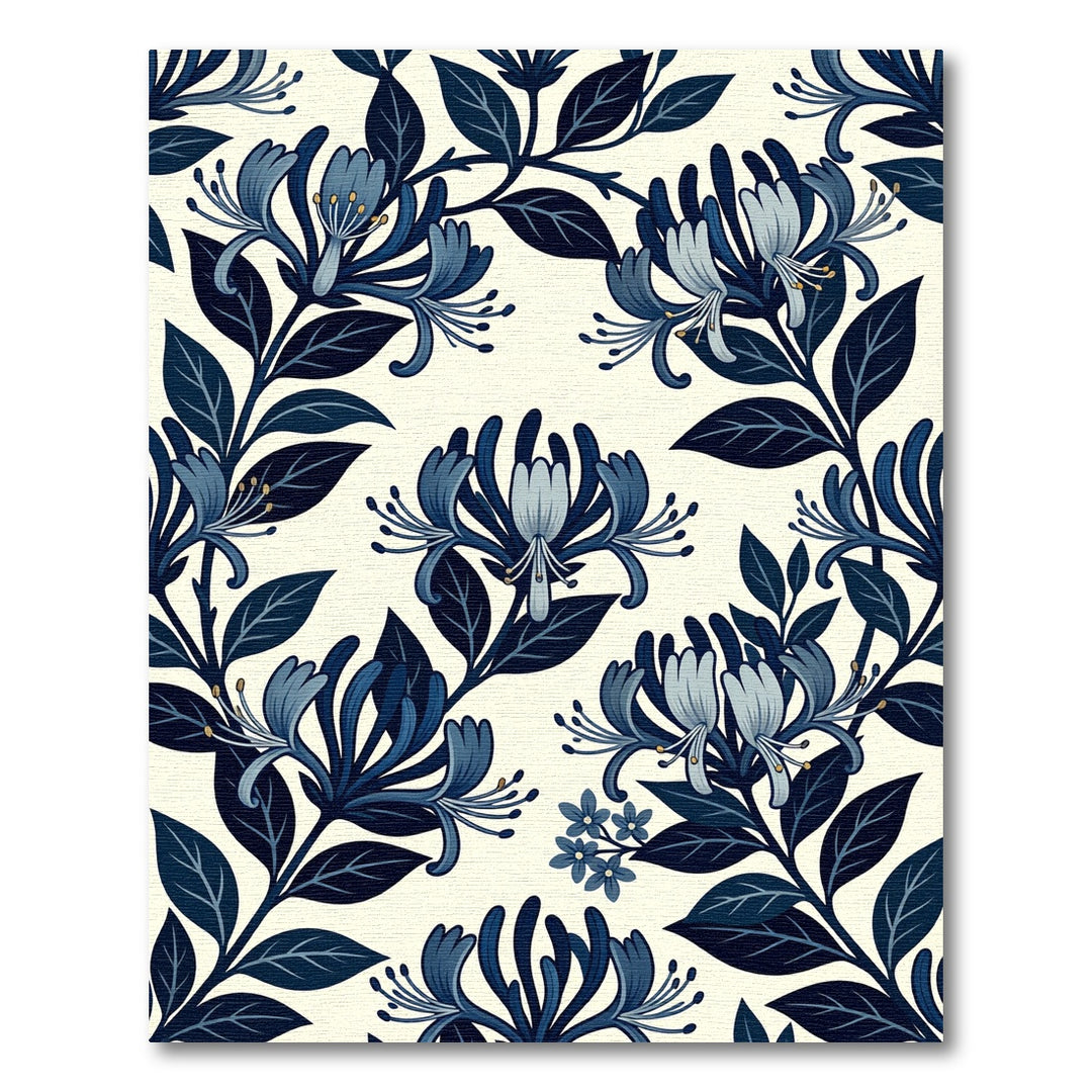 Deep Blue Honeysuckle Botanical Repeating Rug