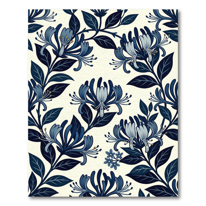 Deep Blue Honeysuckle Botanical Repeating Rug