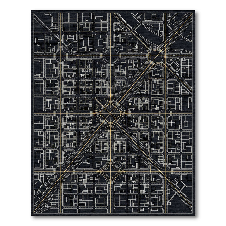Urban Grid Cityscape Map Rug