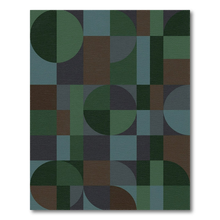 Earthy Geometric Circles and Squares Rug