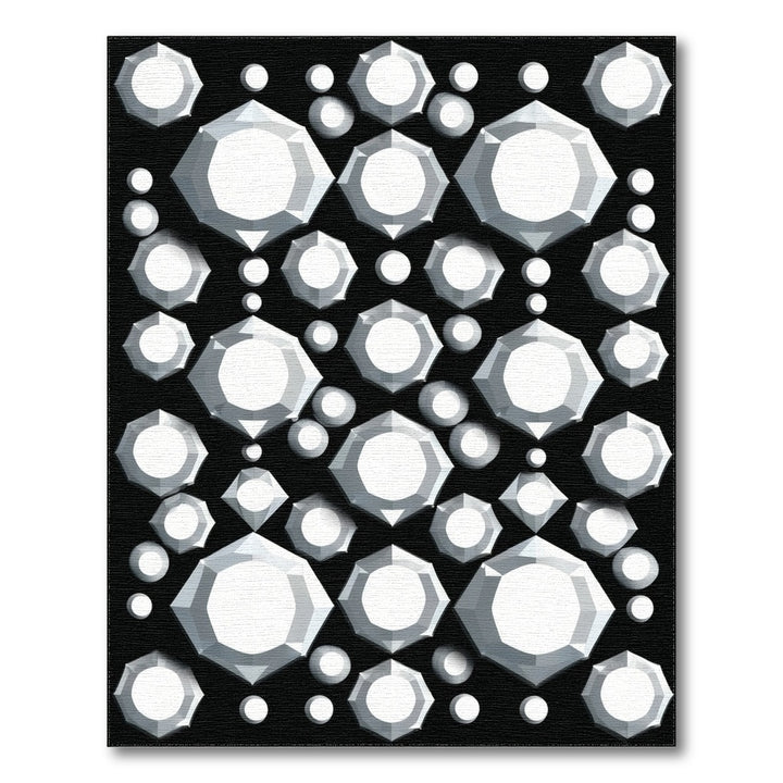Black White Gemstone Cluster Area Rug