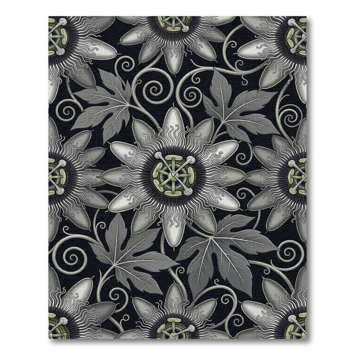 Gray Passion Flower Art Nouveau Rug