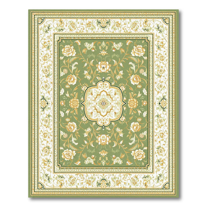Green Floral Vintage Area Rug