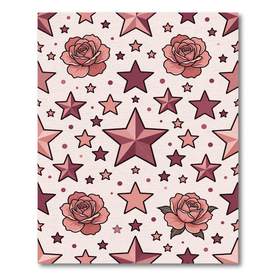 Pink Rose Starburst Composition Rug