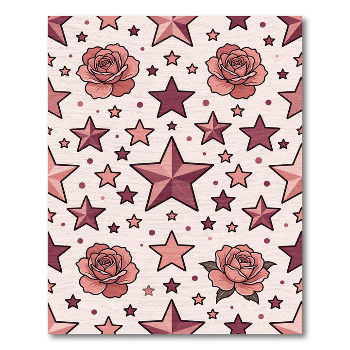 Pink Rose Starburst Composition Rug