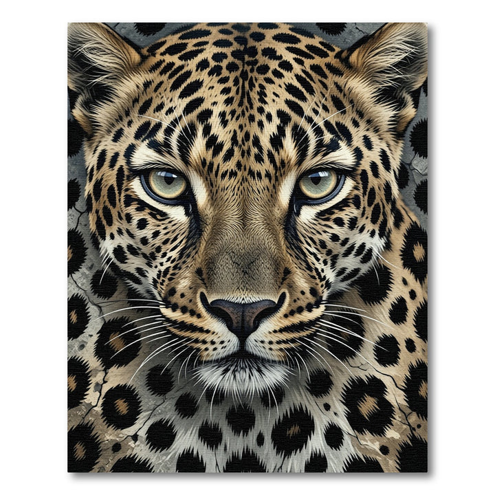 Leopard Face Black Spots Neutral Tones Rug