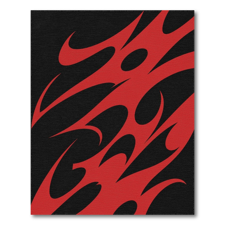 Red Flame Abstract Area Rug