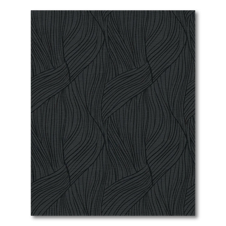 Dark Charcoal Woven Lines Texture Rug
