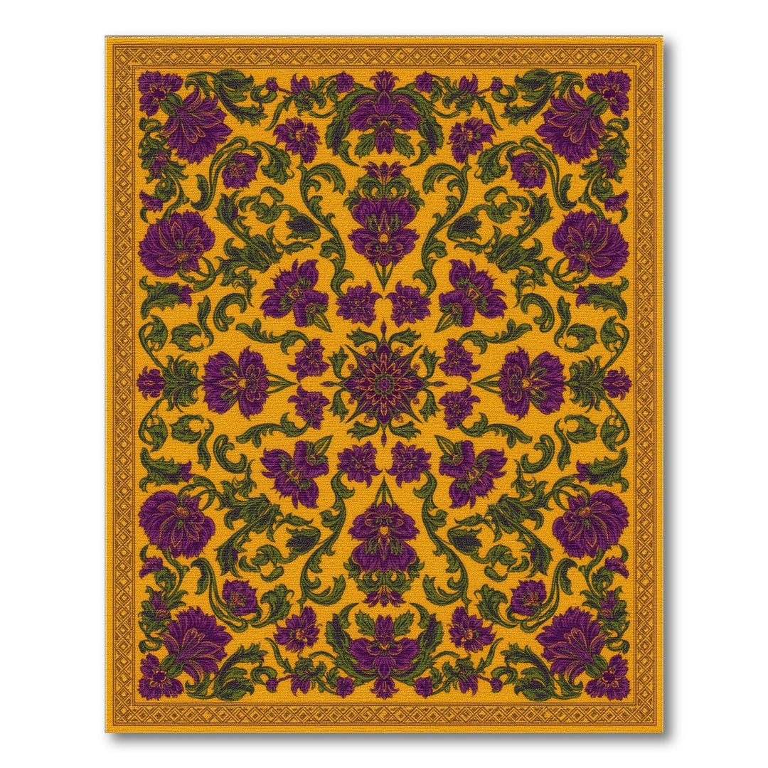 Yellow Purple Floral Area Rug