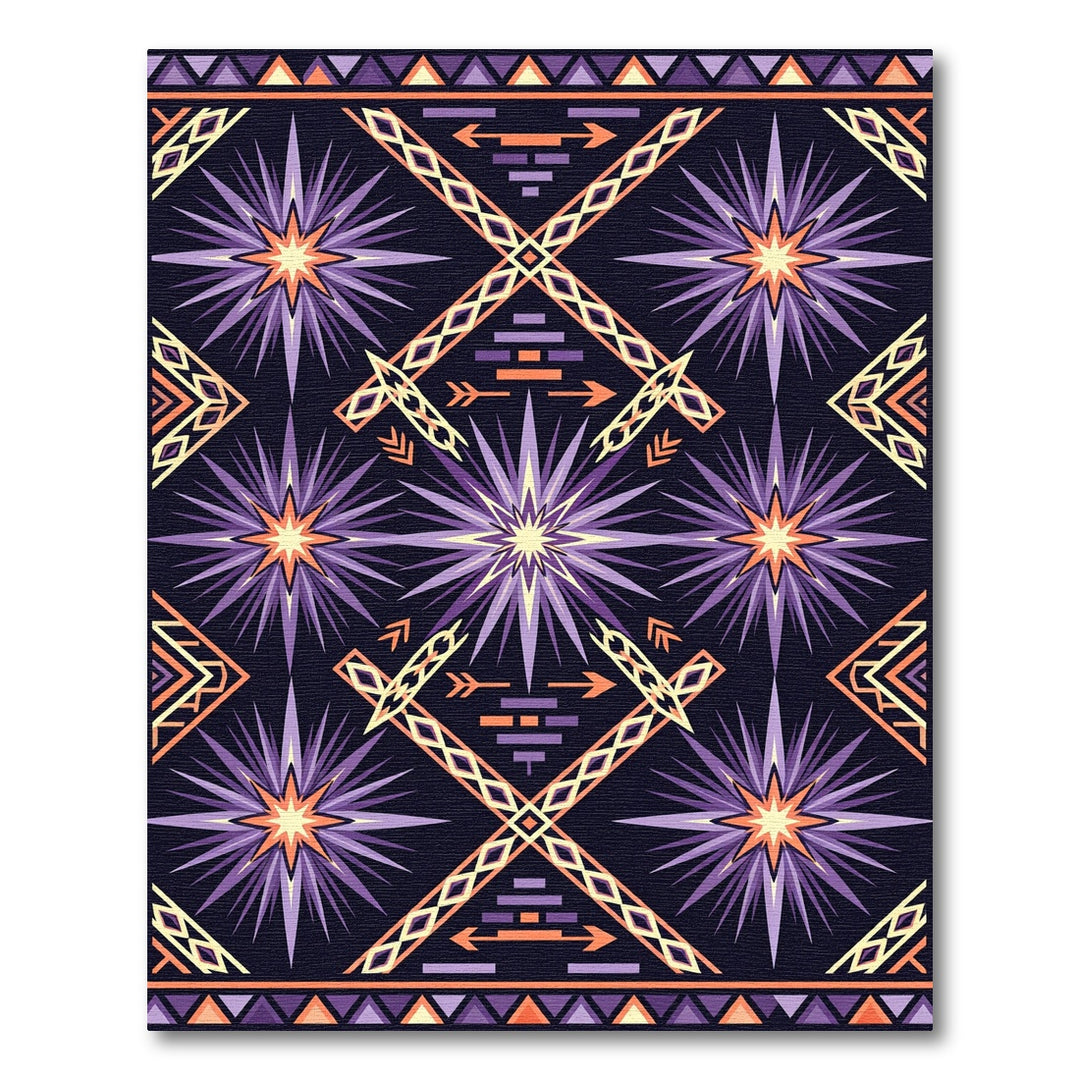 Purple Orange Starburst Geometric Rug