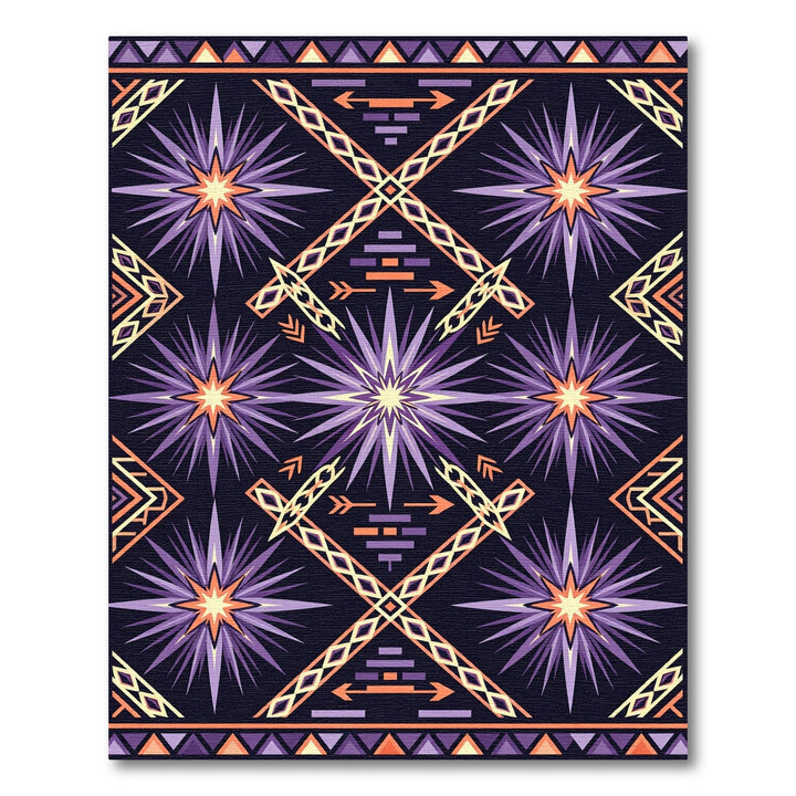 Purple Orange Starburst Geometric Rug