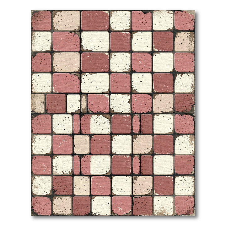 Distressed Pink Checkerboard Square Rug