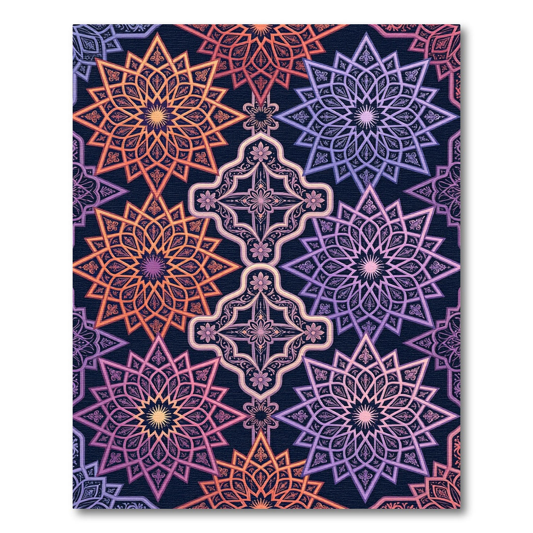 Vibrant Geometric Star Mandala Rug