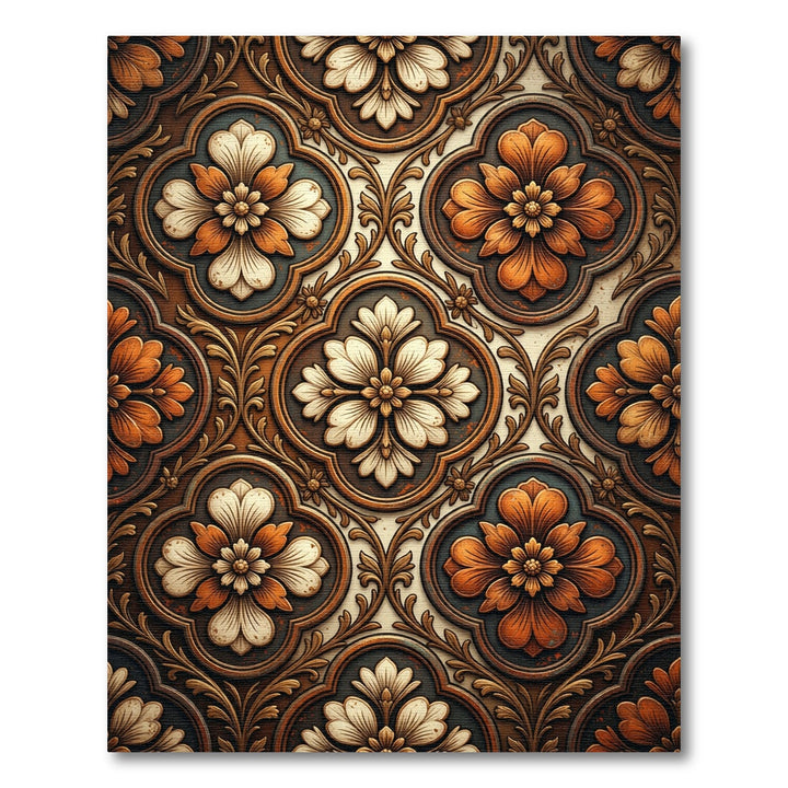 Antique Orange White Floral Arabesque Rug