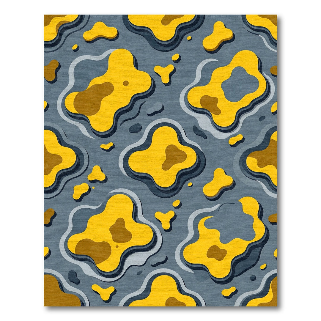 Abstract Yellow Organic Blob Wave Rug