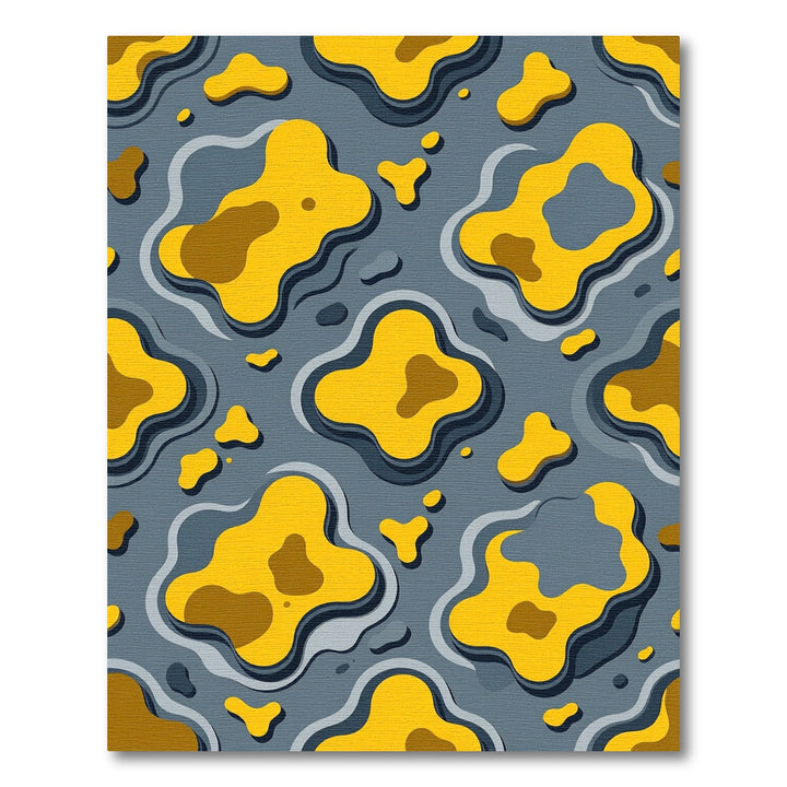 Abstract Yellow Organic Blob Wave Rug