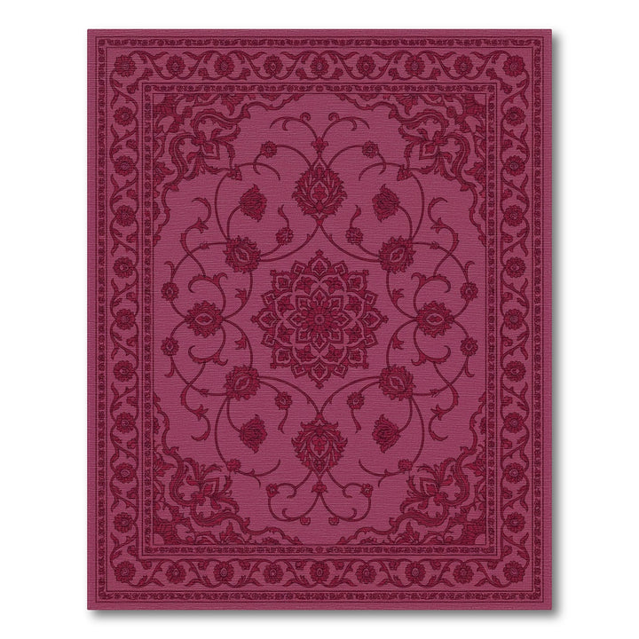 Crimson Floral Medallion Garden Rug
