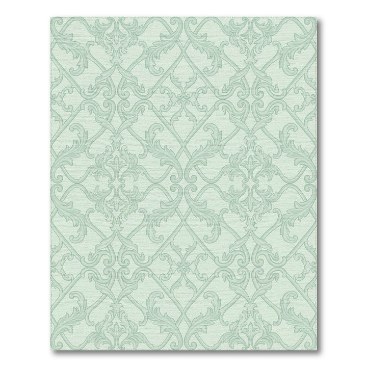 Soft Mint Green Scrollwork Lattice Rug
