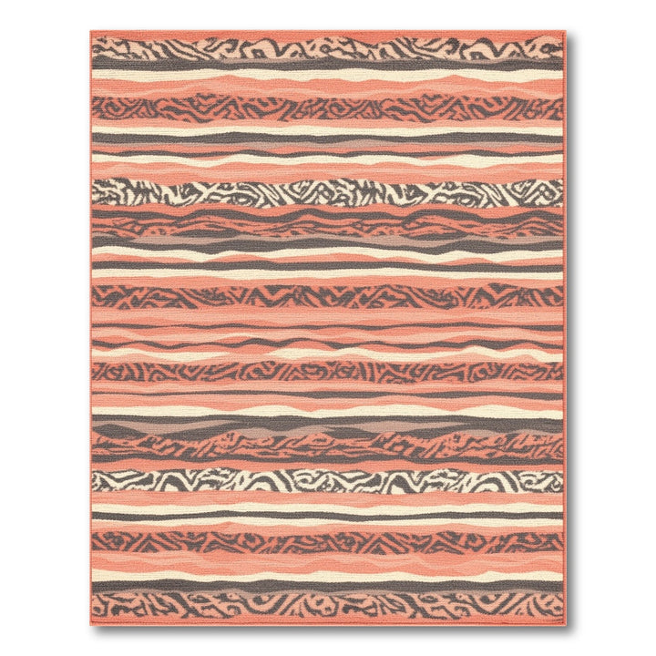 Orange Tribal Stripe Washable Area Rug