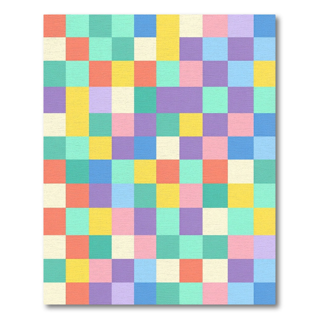 Pastel Gingham Checkered Squares Rug