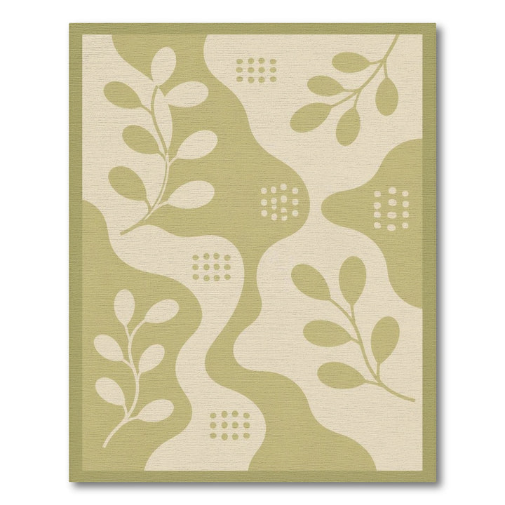 Sage Green Boho Leaf Area Rug