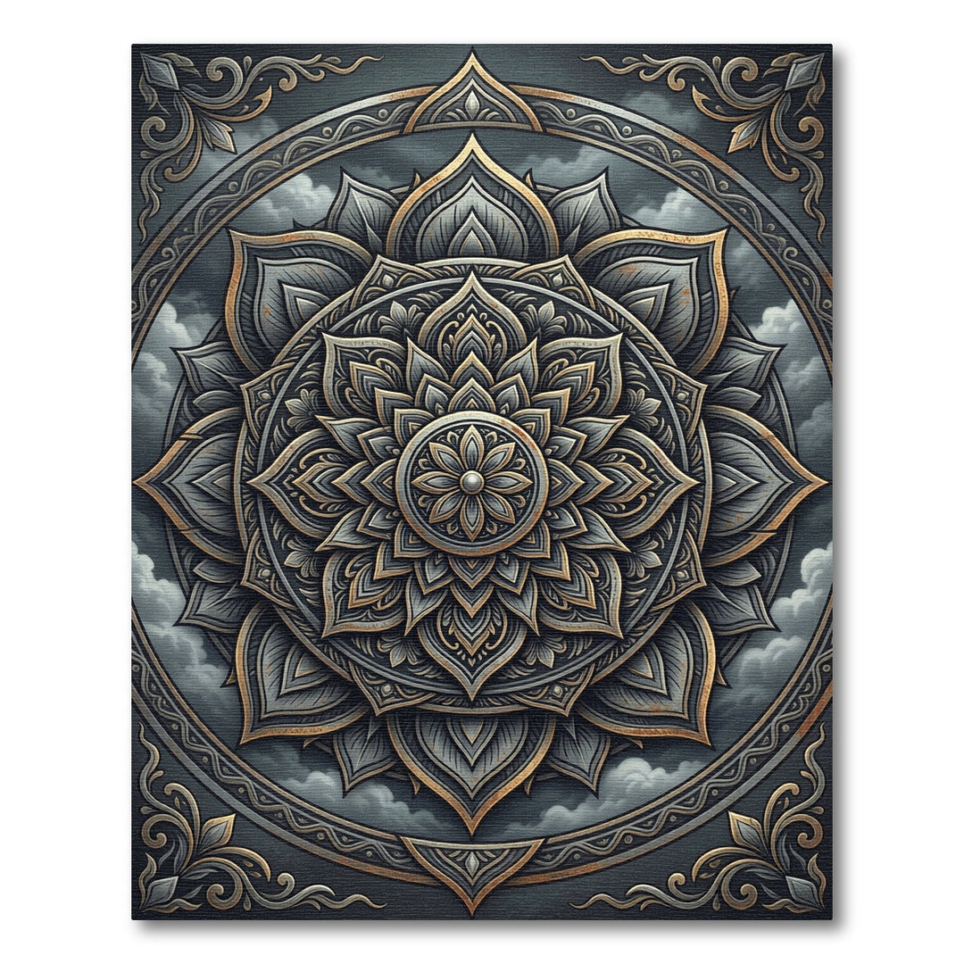 Gold And Gray Mandala Rug
