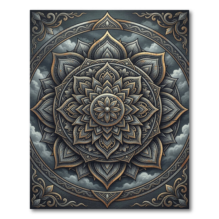 Gold And Gray Mandala Rug