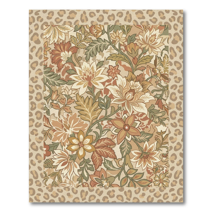 Vintage Floral Leopard Border Rug