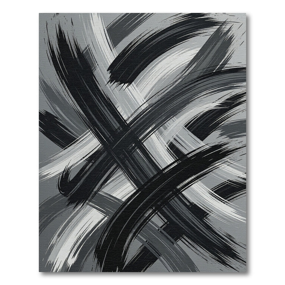 Monochromatic Abstract Brush Stroke Rug