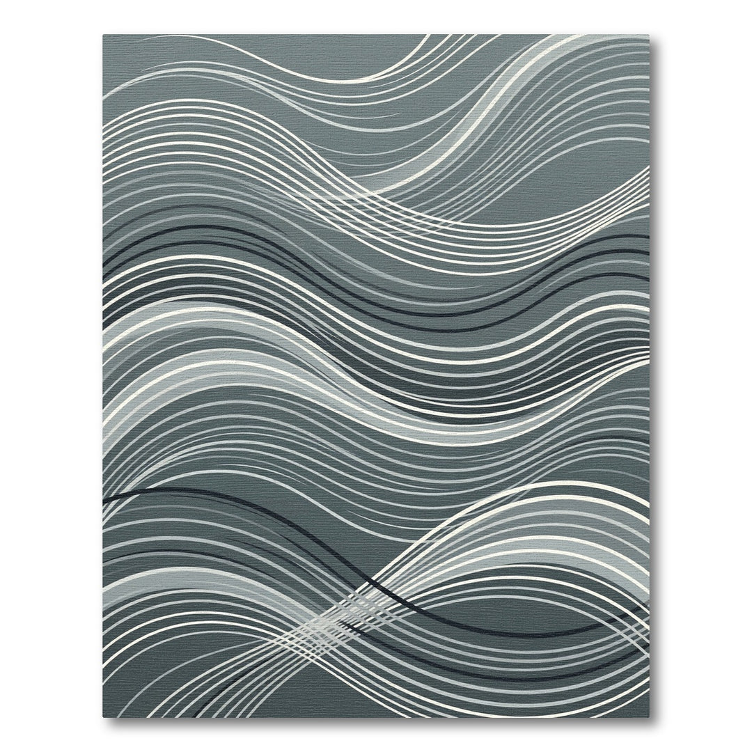 Monochromatic Wavy Stripe Composition Rug