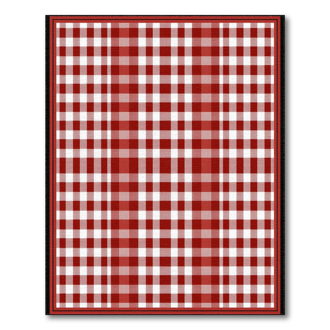 Rustic Farmhouse Red Gingham Checkered Area Rug