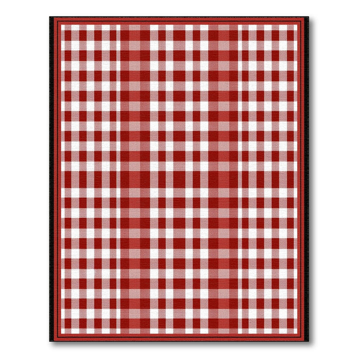 Rustic Farmhouse Red Gingham Checkered Area Rug