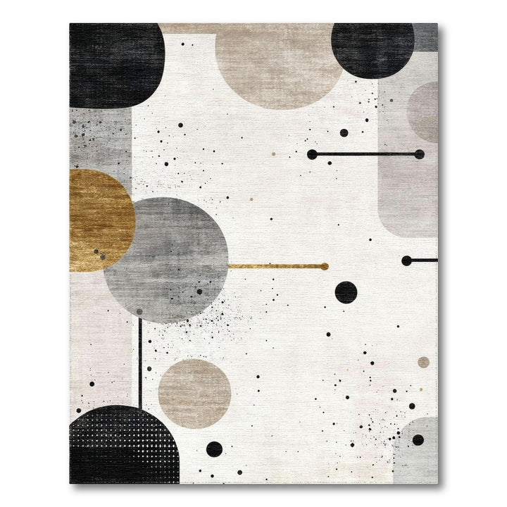Black White Geometric Abstract Area Rug