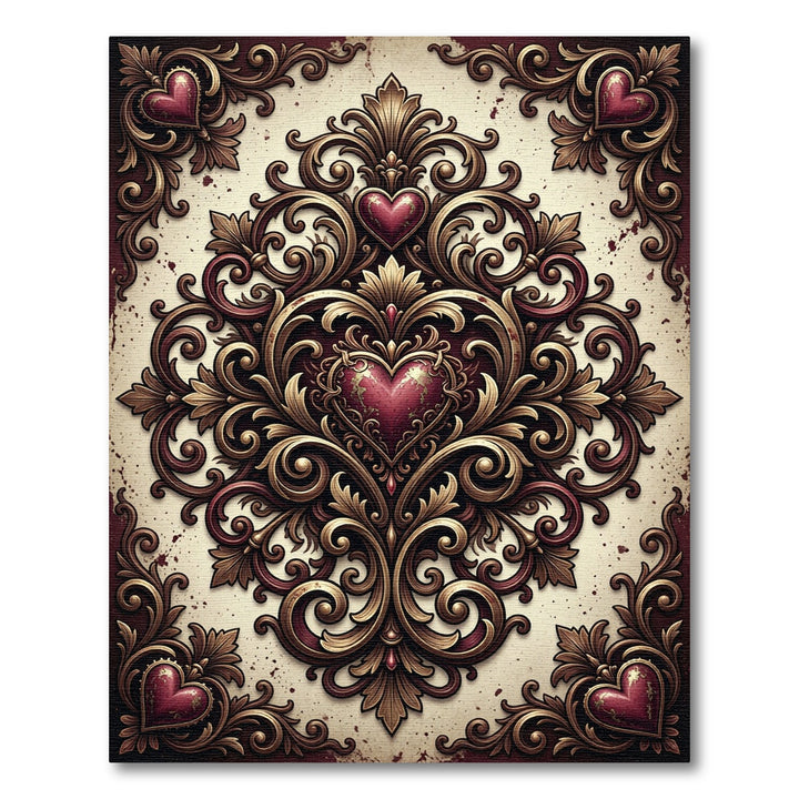 Ornate Heart Scrollwork Rug