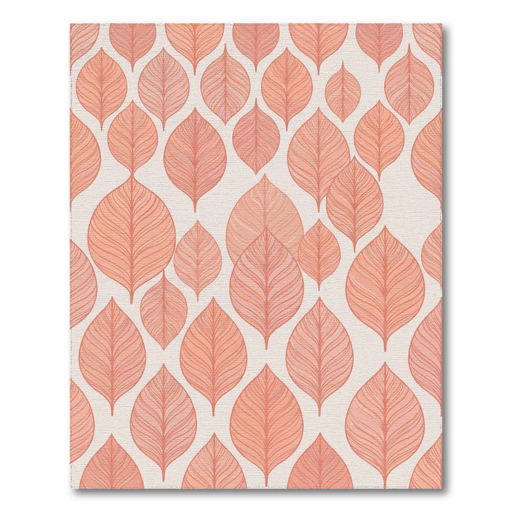 Terracotta Leaf Overlay Repeating Pattern Rug
