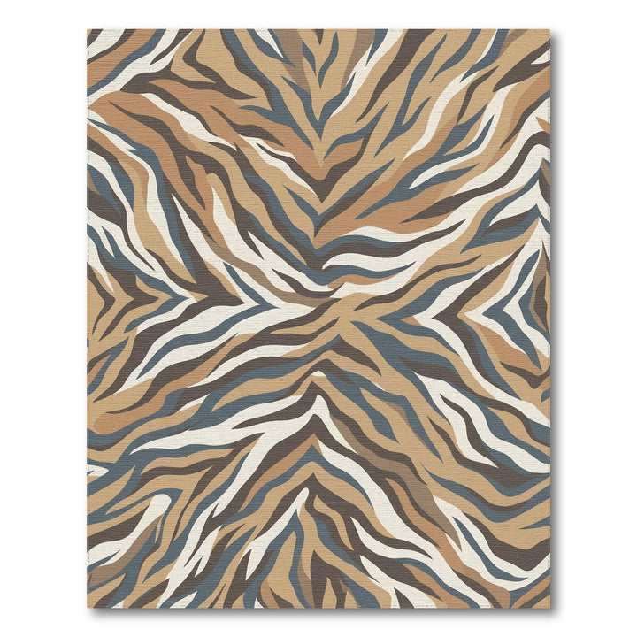 Earthy Brown Blue Zebra Stripe Rug