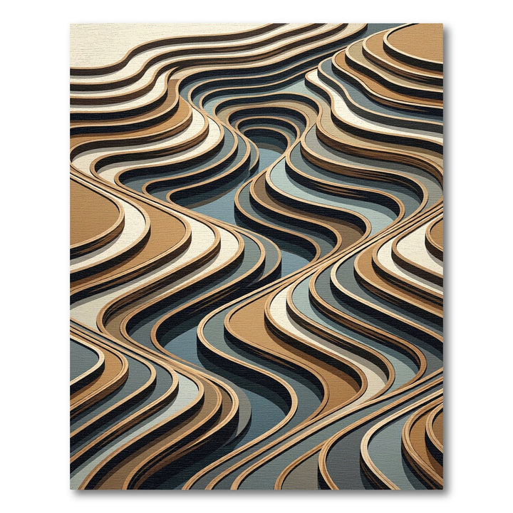 Earthy Tone Wavy Layered Abstract Rug