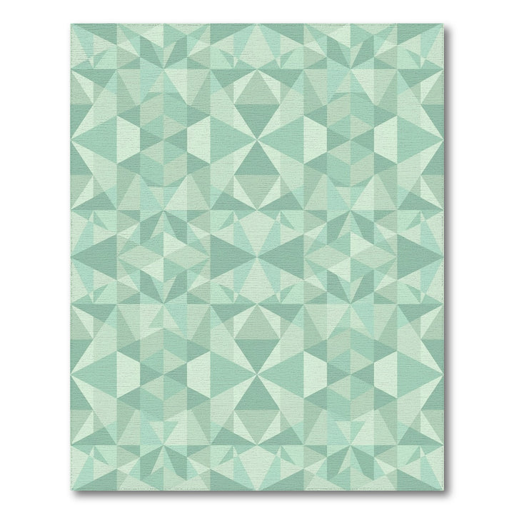 Soft Teal Geometric Crystal Tiling Rug