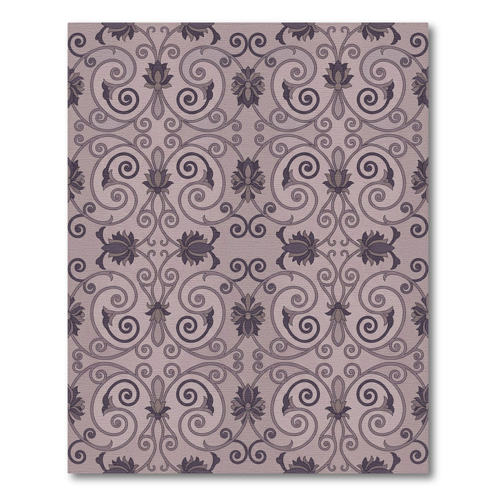 Mauve Floral Scrollwork With Lilac Accents Rug