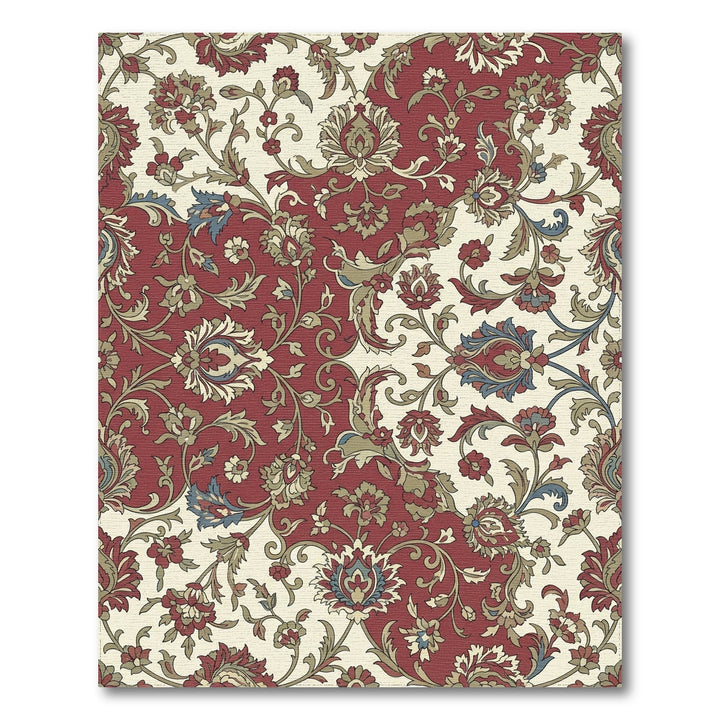 Rich Red Floral Garden Serpentine Rug